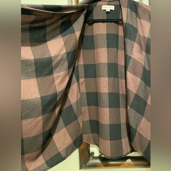 Knox Rose cascading open black and brown checkered shirt size medium - Picture 6 of 7